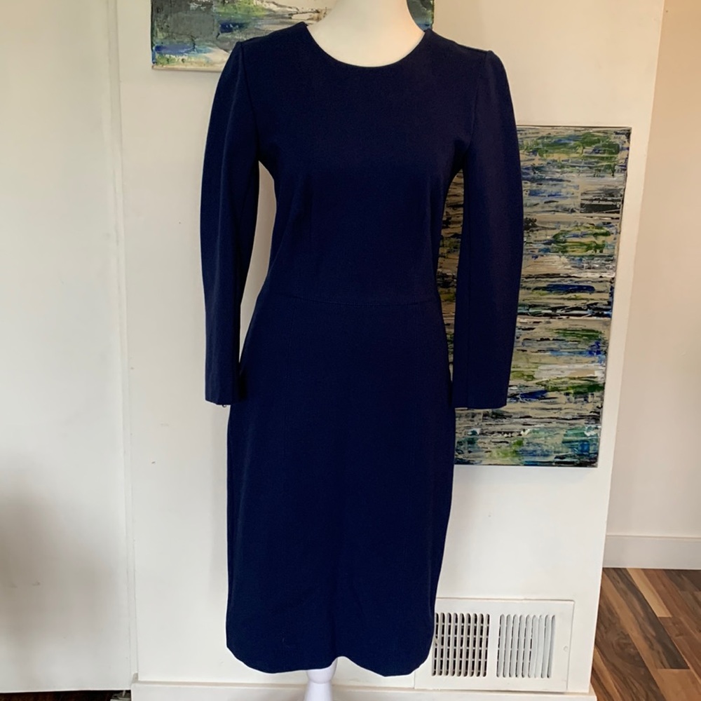 J. Crew Navy Long Sleeve Sheath Dress